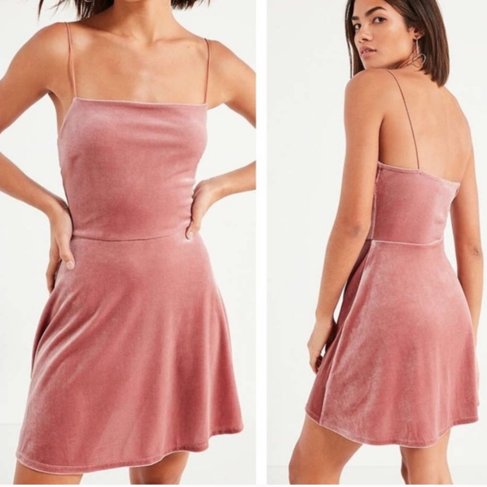 Urban Outfitters Velvet Straight-Neck Mini Dress